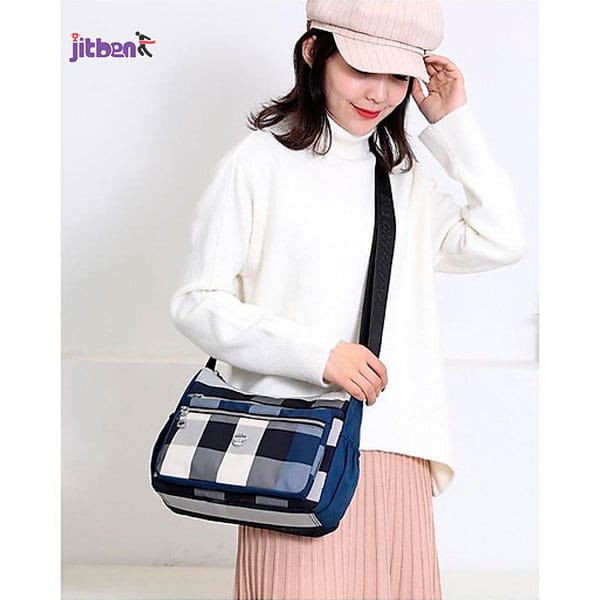 Chic Waterproof Plaid Multi Pocket Crossbody Hobo Bag (Blue Color) - Image 5