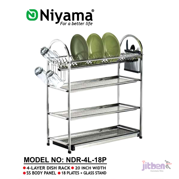Niyama Stainless Steel 4 Layer Kitchen Rack Shelf | NDR-4L-18P & 20P
