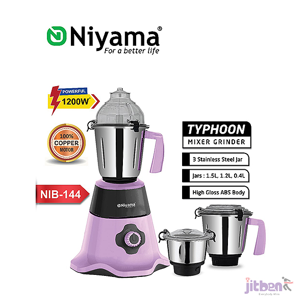 Niyama Typhoon 3 In 1 Mixer Grinder - 1200W Power ( NIB-144 )