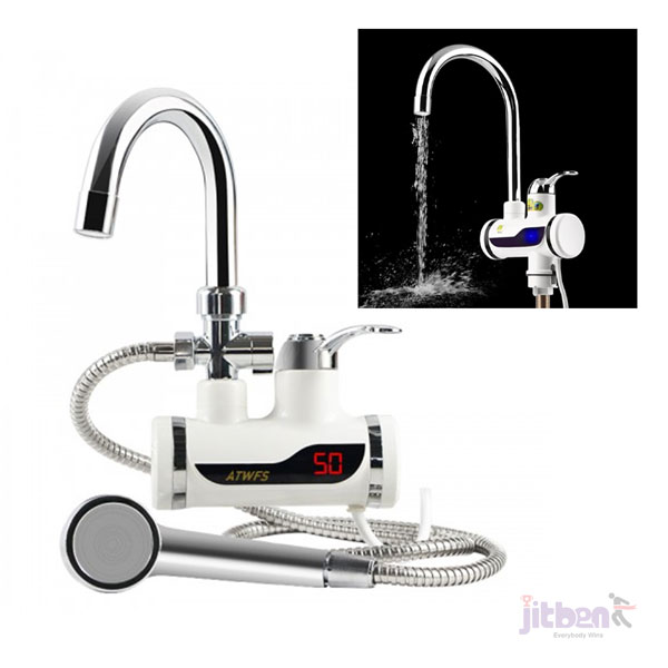 Instant Electric Water Heating Tap & Shower Set With LED Temperature Display