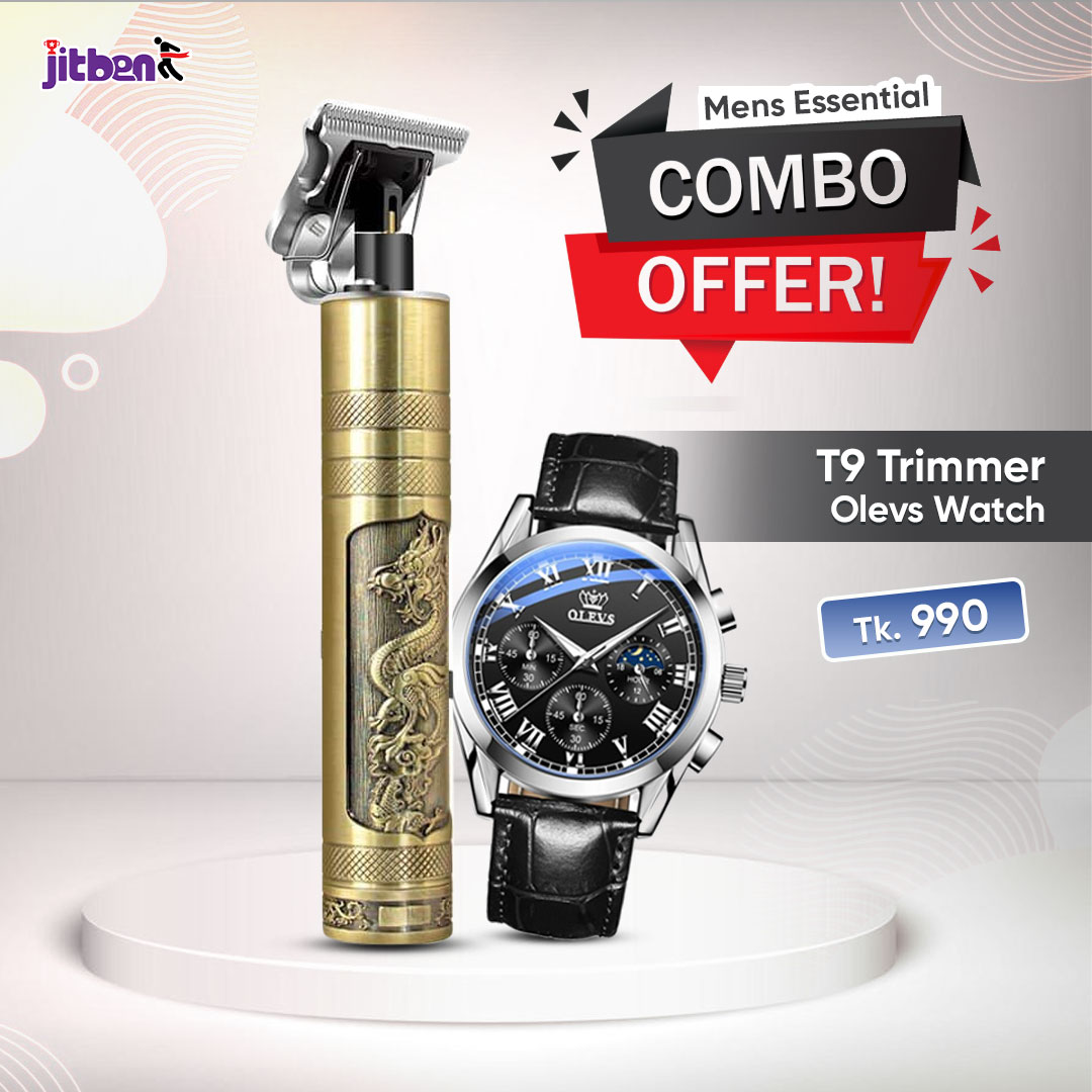 Mens Essential Combo 2 (T9 Trimmer & Oleves Watch)