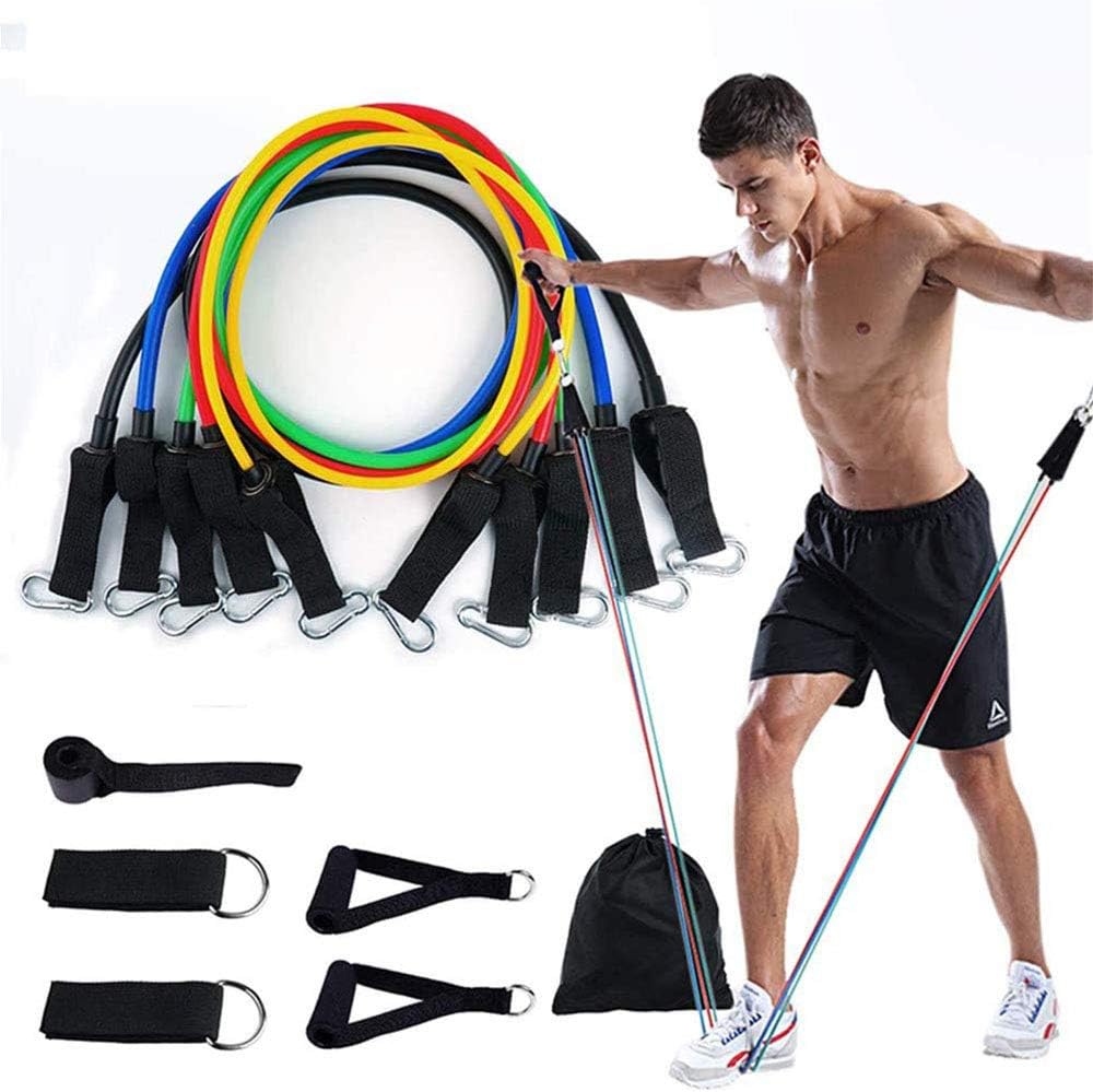 5-in-1 Power Resistance Bands Set with Travel Bag and Exercise Accessories